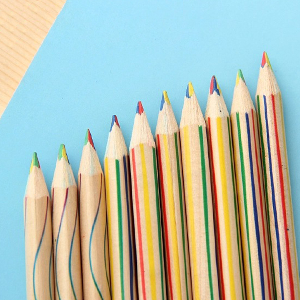 10 개/대 학교 부드러운 쓰기 수동 스터디 룸 도구 레인보우 편지지 공예 4 색 연필